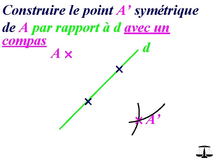 Construire le point A’ symétrique de A par rapport à d avec un compas