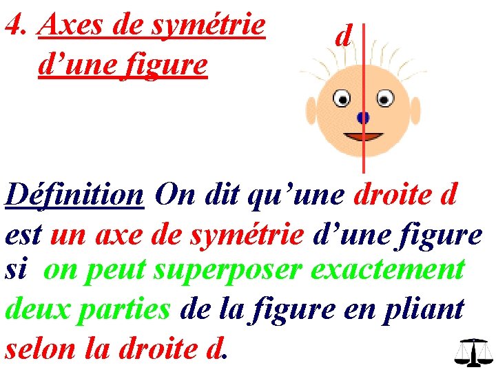 4. Axes de symétrie d’une figure d Définition On dit qu’une droite d est 4. Axes de symétrie d’une figure d Définition On dit qu’une droite d est