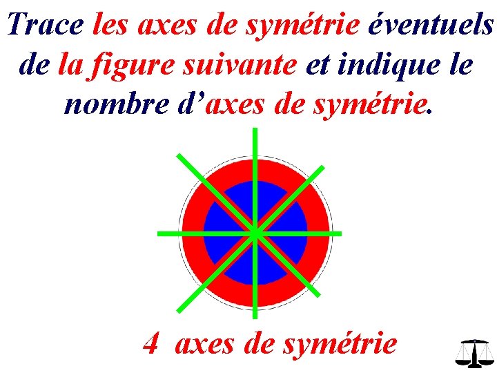 Trace les axes de symétrie éventuels de la figure suivante et indique le nombre