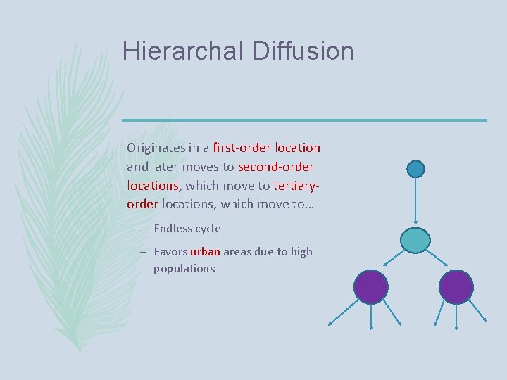 Hierarchal Diffusion Originates in a first-order location and later moves to second-order locations, which