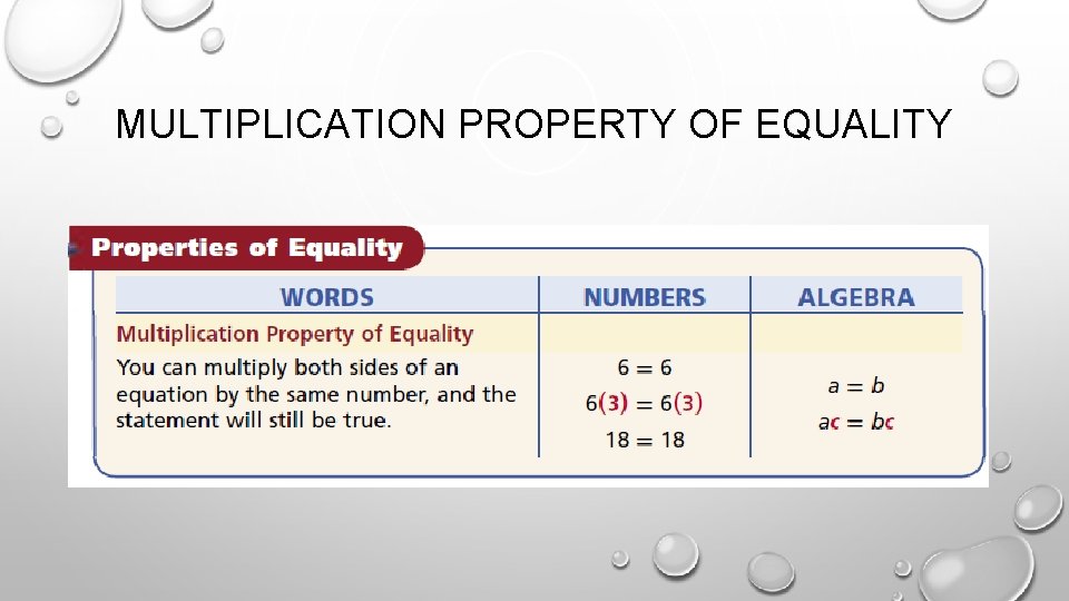 MULTIPLICATION PROPERTY OF EQUALITY 