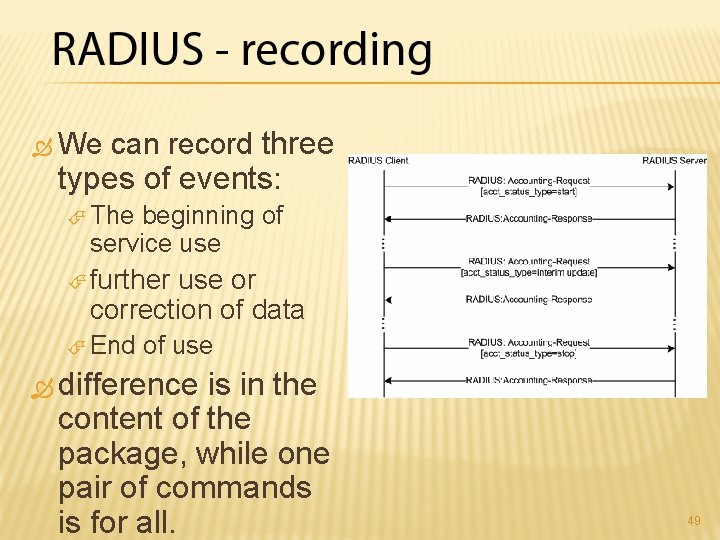  We can record three types of events: The beginning of service use further