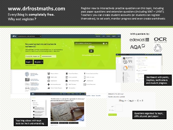 www. drfrostmaths. com Everything is completely free. Why not register? Register now to interactively