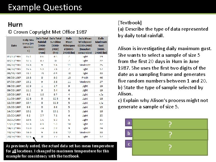 Example Questions Hurn © Crown Copyright Met Office 1987 [Textbook] (a) Describe the type