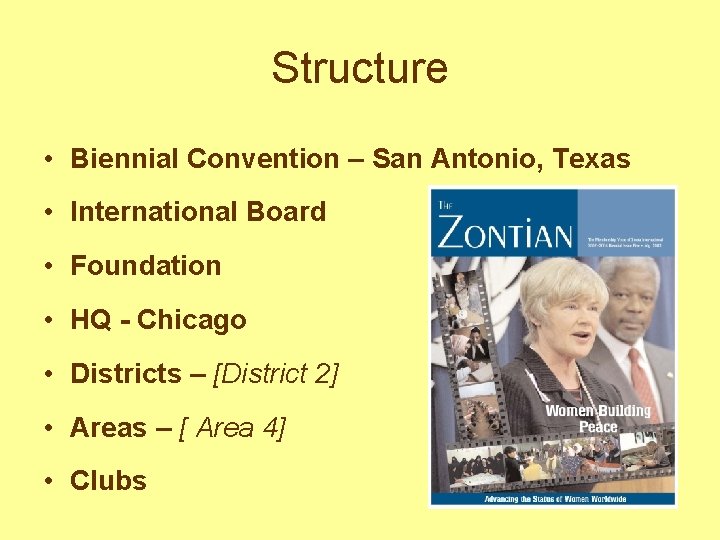 Structure • Biennial Convention – San Antonio, Texas • International Board • Foundation •