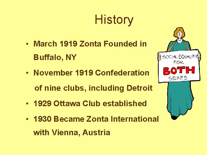 History • March 1919 Zonta Founded in Buffalo, NY • November 1919 Confederation of