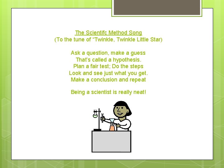 The Scientifc Method Song (To the tune of “Twinkle, Twinkle Little Star) Ask a