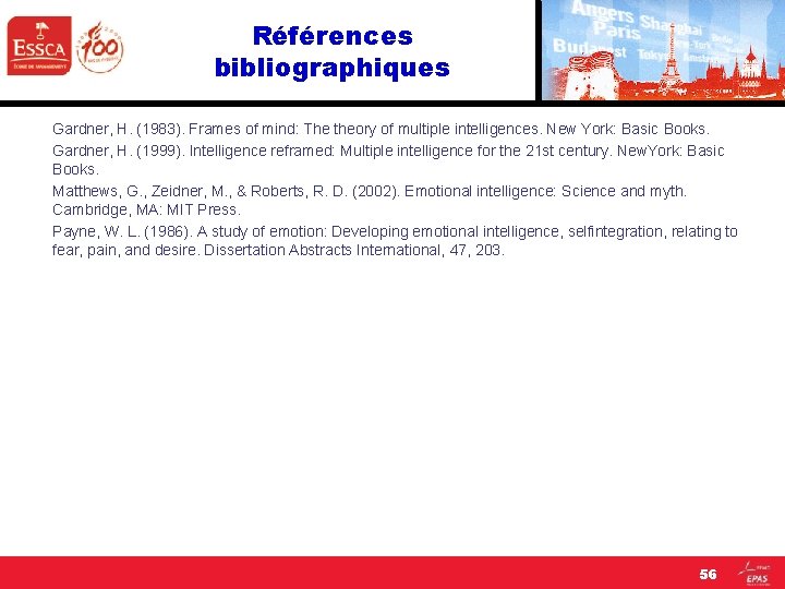 Références bibliographiques Gardner, H. (1983). Frames of mind: The theory of multiple intelligences. New