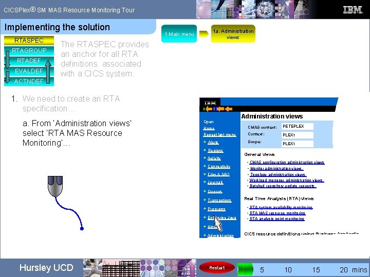 ® CICSPlex SM MAS Resource Monitoring Tour Implementing the solution RTASPEC RTAGROUP RTADEF EVALDEF ® CICSPlex SM MAS Resource Monitoring Tour Implementing the solution RTASPEC RTAGROUP RTADEF EVALDEF