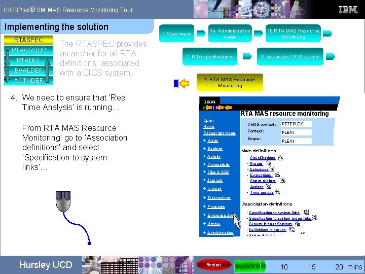 ® CICSPlex SM MAS Resource Monitoring Tour Implementing the solution RTASPEC RTAGROUP RTADEF EVALDEF ® CICSPlex SM MAS Resource Monitoring Tour Implementing the solution RTASPEC RTAGROUP RTADEF EVALDEF