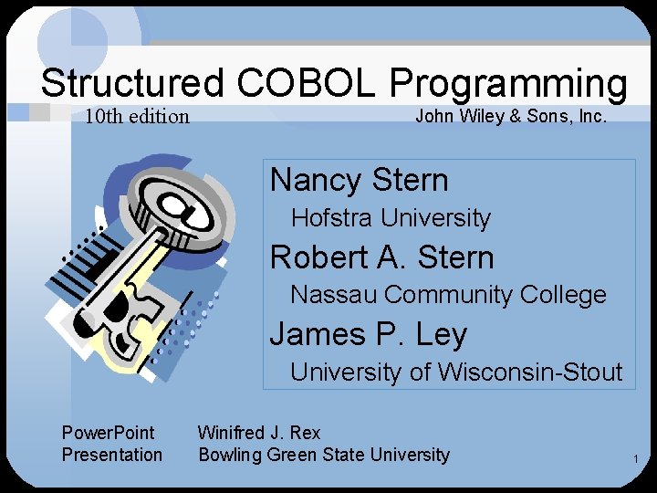 Structured COBOL Programming 10 th edition John Wiley & Sons, Inc. Nancy Stern Hofstra