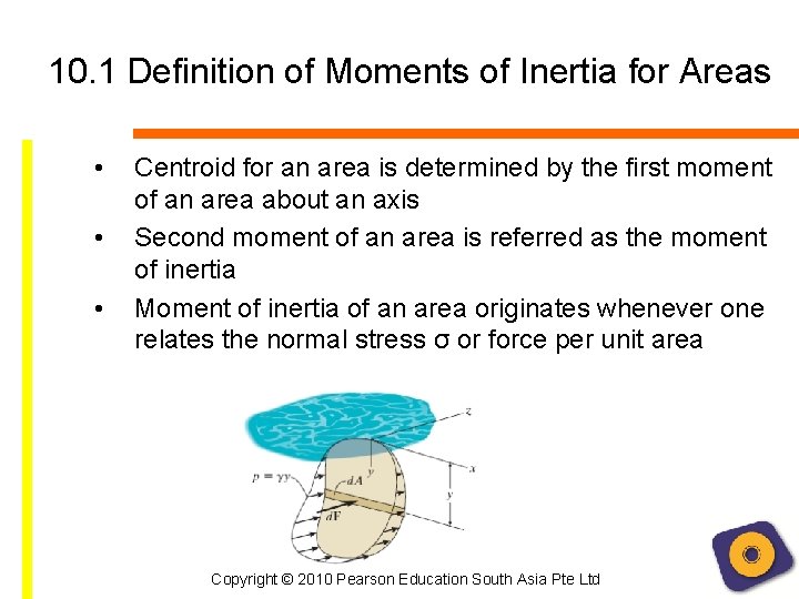 10. 1 Definition of Moments of Inertia for Areas • • • Centroid for