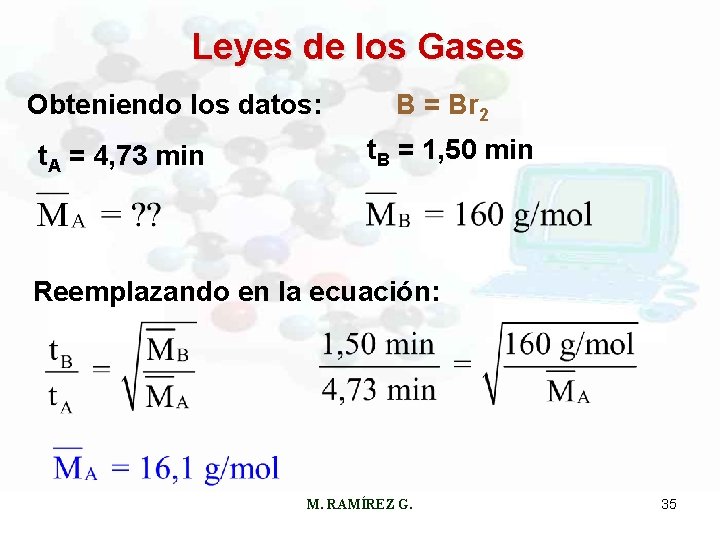 Leyes de los Gases Obteniendo los datos: t. A = 4, 73 min B