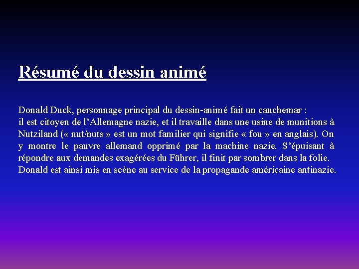 Résumé du dessin animé Donald Duck, personnage principal du dessin-animé fait un cauchemar :