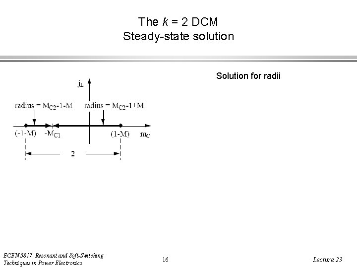 The k = 2 DCM Steady-state solution Solution for radii ECEN 5817 Resonant and