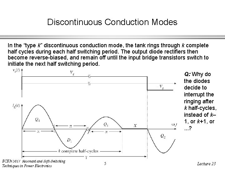 Discontinuous Conduction Modes In the “type k” discontinuous conduction mode, the tank rings through