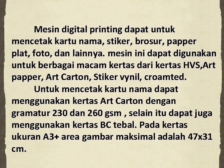 Mesin digital printing dapat untuk mencetak kartu nama, stiker, brosur, papper plat, foto, dan