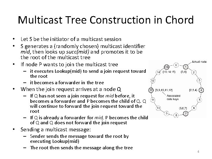 Multicast Tree Construction in Chord • Let S be the initiator of a multicast