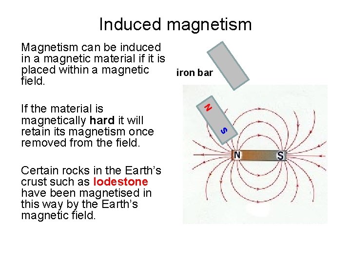 Induced magnetism Magnetism can be induced in a magnetic material if it is placed