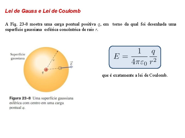 Lei de Gauss e Lei de Coulomb A Fig. 23 -8 mostra uma carga