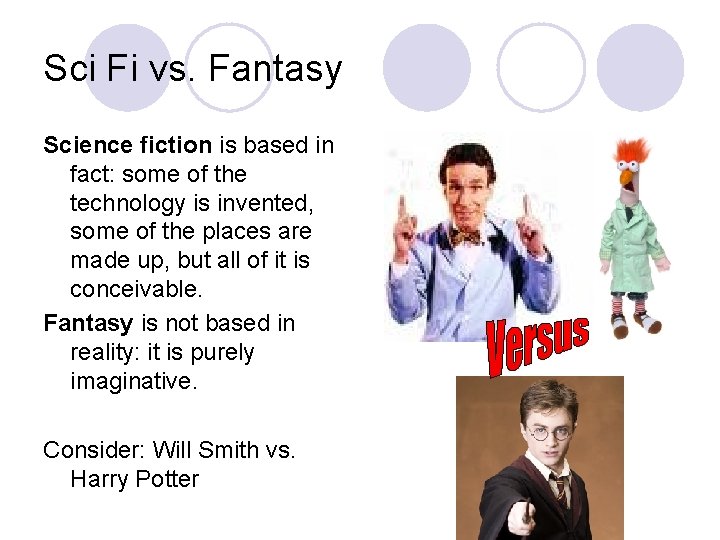 Sci Fi vs. Fantasy Science fiction is based in fact: some of the technology