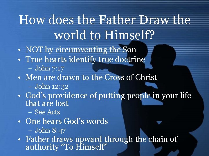 How does the Father Draw the world to Himself? • NOT by circumventing the