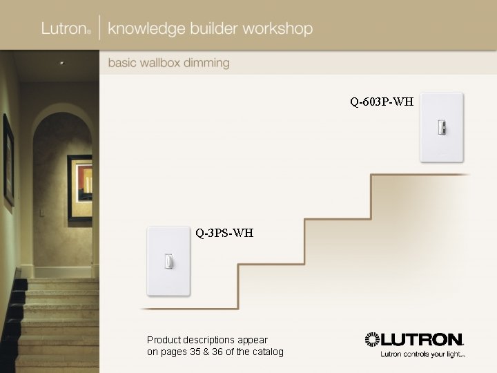 Q-603 P-WH Q-3 PS-WH Product descriptions appear on pages 35 & 36 of the