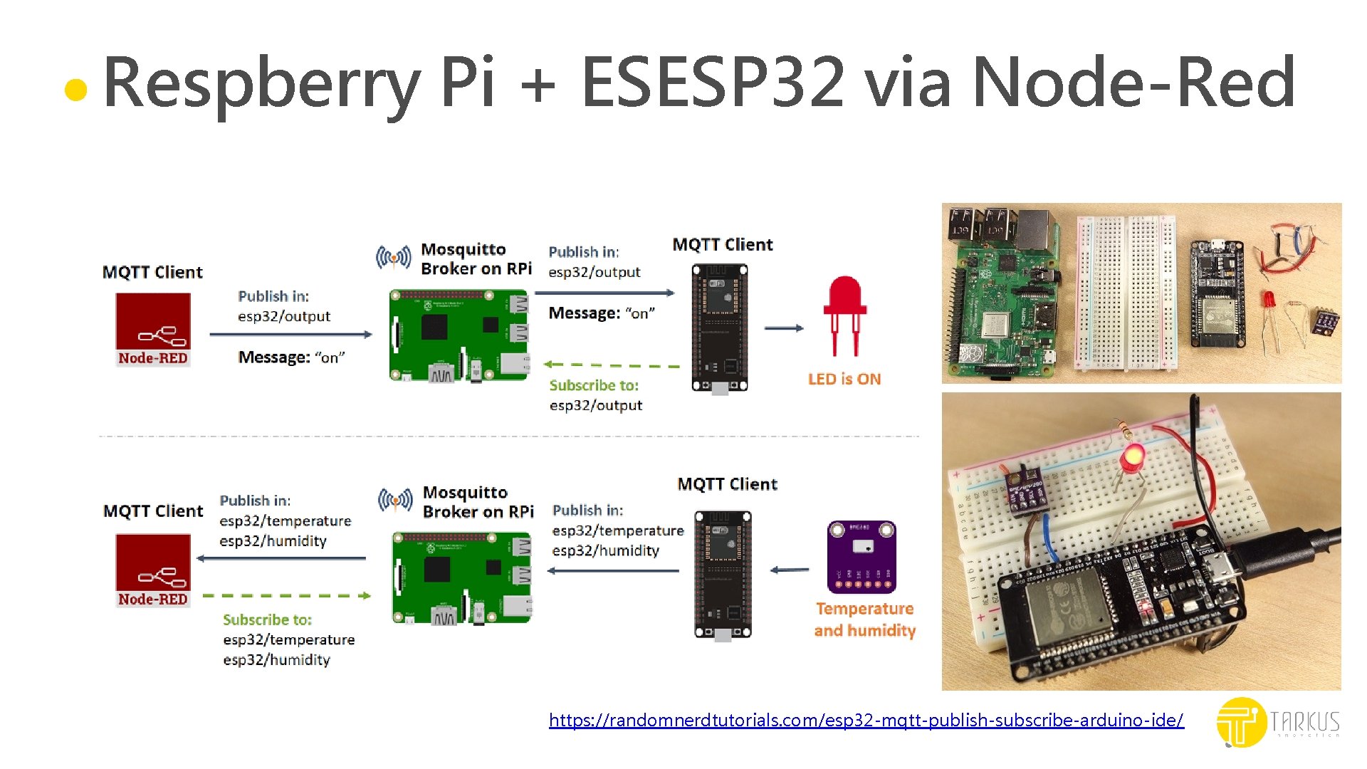 Respberry Pi + ESESP 32 via Node-Red https: //randomnerdtutorials. com/esp 32 -mqtt-publish-subscribe-arduino-ide/ 