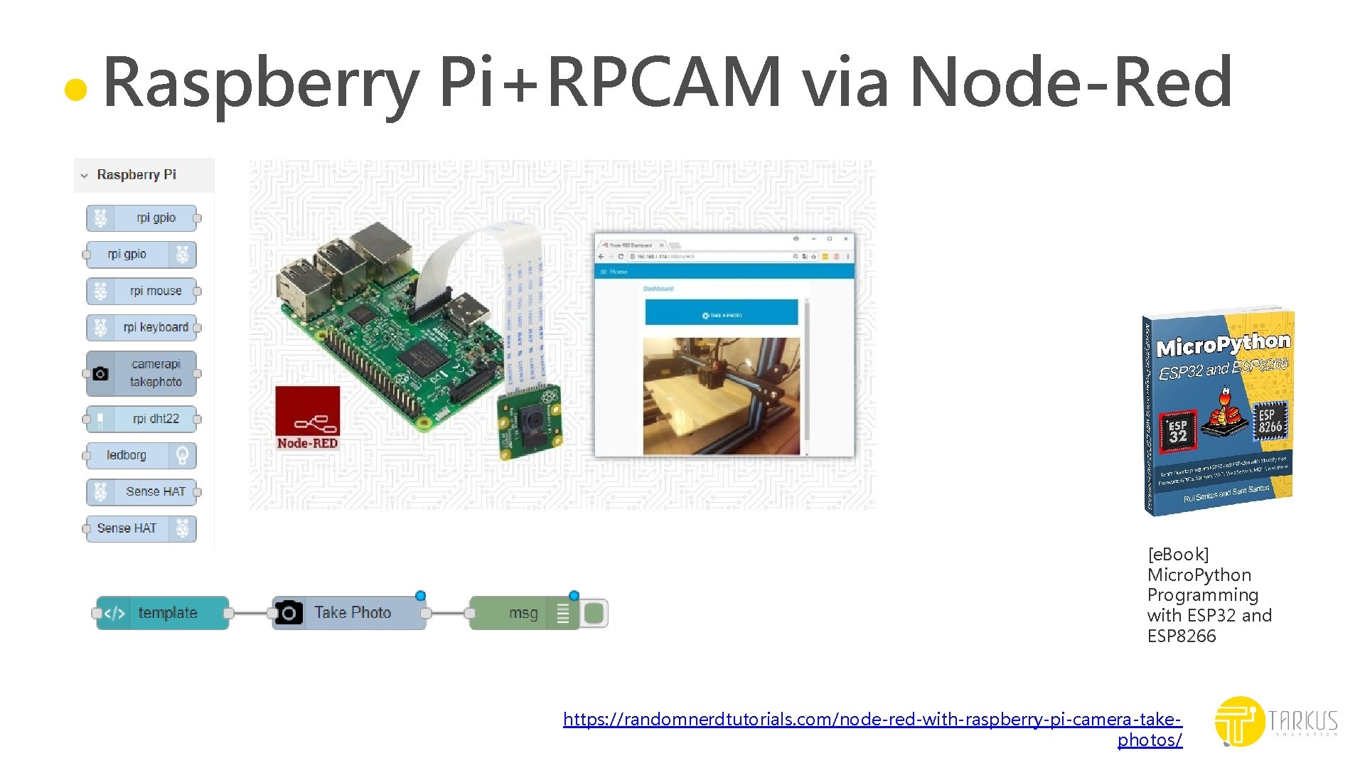 Raspberry Pi+RPCAM via Node-Red [e. Book] Micro. Python Programming with ESP 32 and ESP