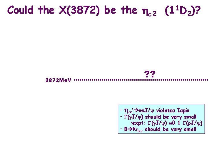 Could the X(3872) be the hc 2 (11 D 2)? 3872 Me. V ?