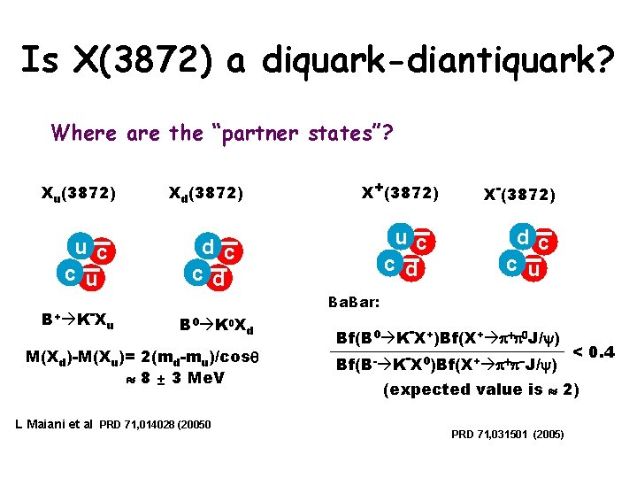 Is X(3872) a diquark-diantiquark? Where are the “partner states”? Xu(3872) u c c u