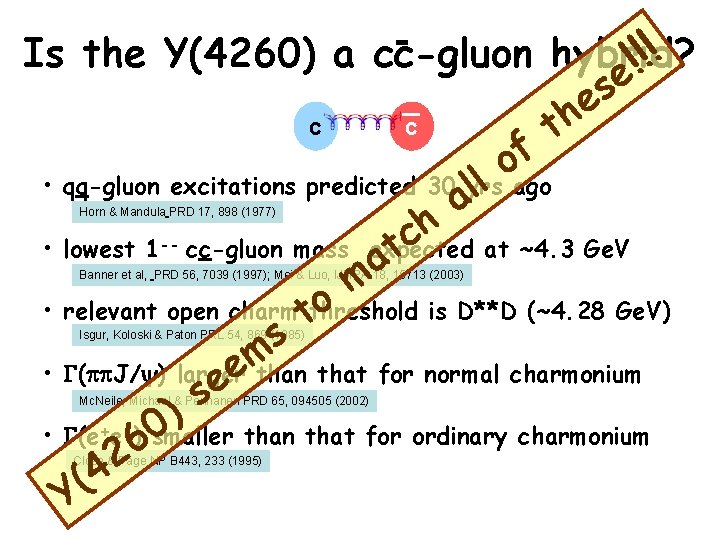 ! Is the Y(4260) a cc-gluon hybrid? ! ! e s e c c