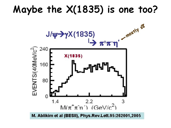 Maybe the X(1835) is one too? J/y g. X(1835) | p+p-h’ s s tly