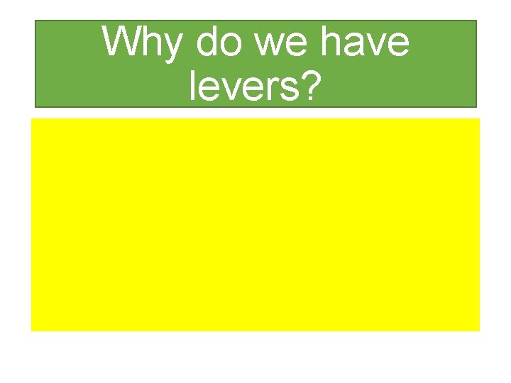 Why do we have levers? 