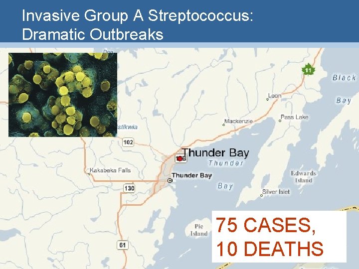 Invasive Group A Streptococcus: Dramatic Outbreaks 75 CASES, 10 DEATHS 