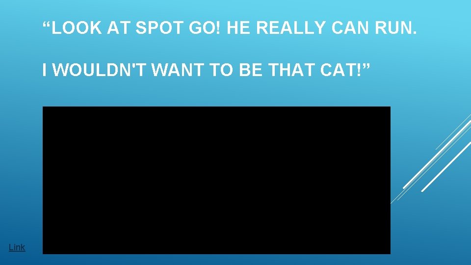 “LOOK AT SPOT GO! HE REALLY CAN RUN. I WOULDN'T WANT TO BE THAT “LOOK AT SPOT GO! HE REALLY CAN RUN. I WOULDN'T WANT TO BE THAT