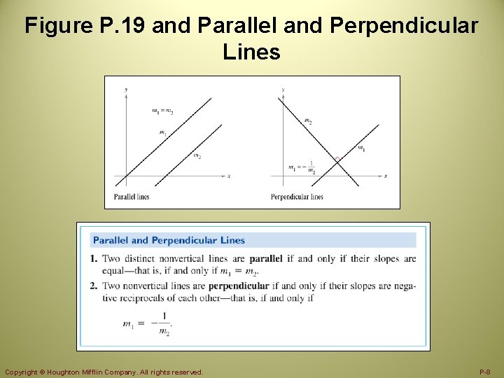 Figure P. 19 and Parallel and Perpendicular Lines Copyright © Houghton Mifflin Company. All