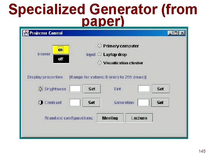 Specialized Generator (from paper) 145 Specialized Generator (from paper) 145