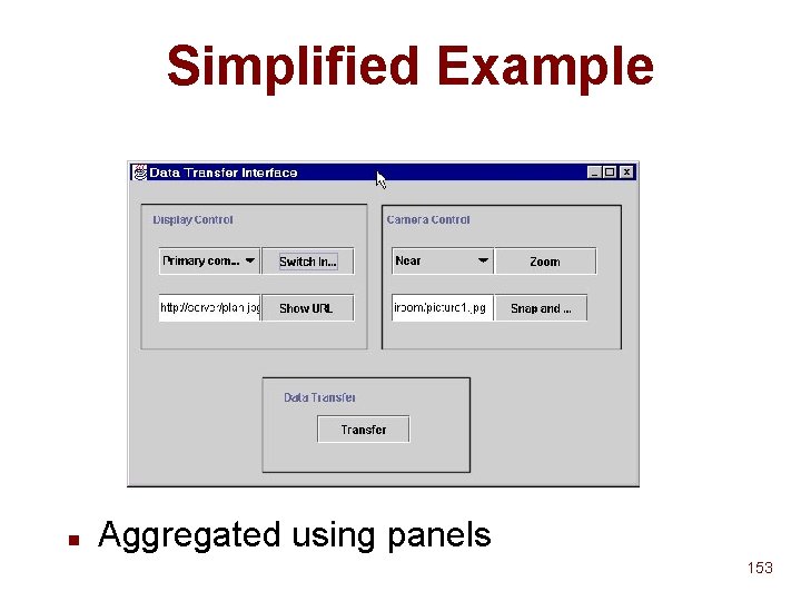 Simplified Example n Aggregated using panels 153 Simplified Example n Aggregated using panels 153