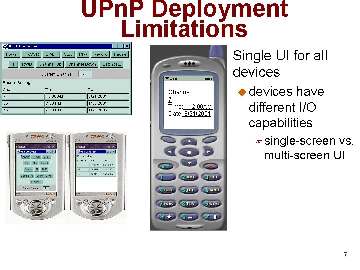 UPn. P Deployment Limitations n Channel: 7 Time: 12: 00 AM Date: 8/21/2001 Single UPn. P Deployment Limitations n Channel: 7 Time: 12: 00 AM Date: 8/21/2001 Single