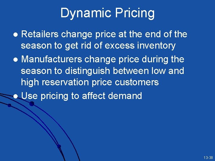 Dynamic Pricing Retailers change price at the end of the season to get rid