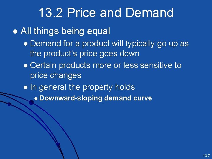 13. 2 Price and Demand l All things being equal Demand for a product