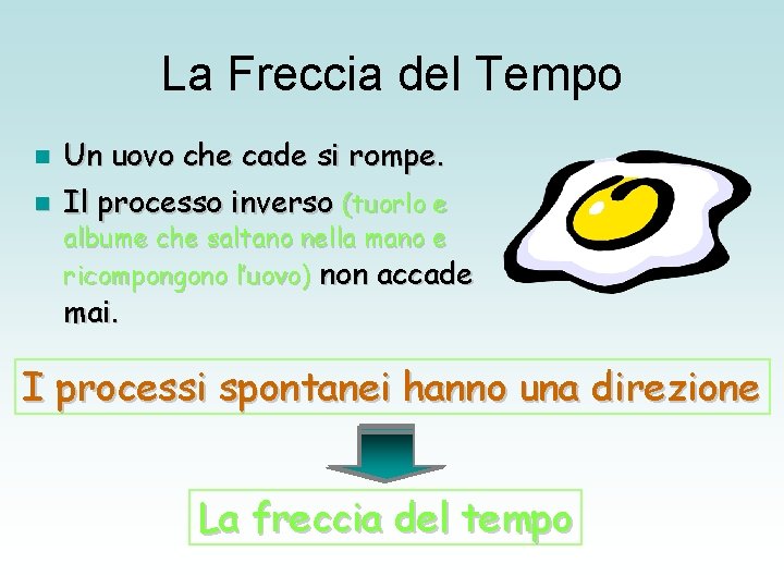 La Freccia del Tempo n Un uovo che cade si rompe. n Il processo