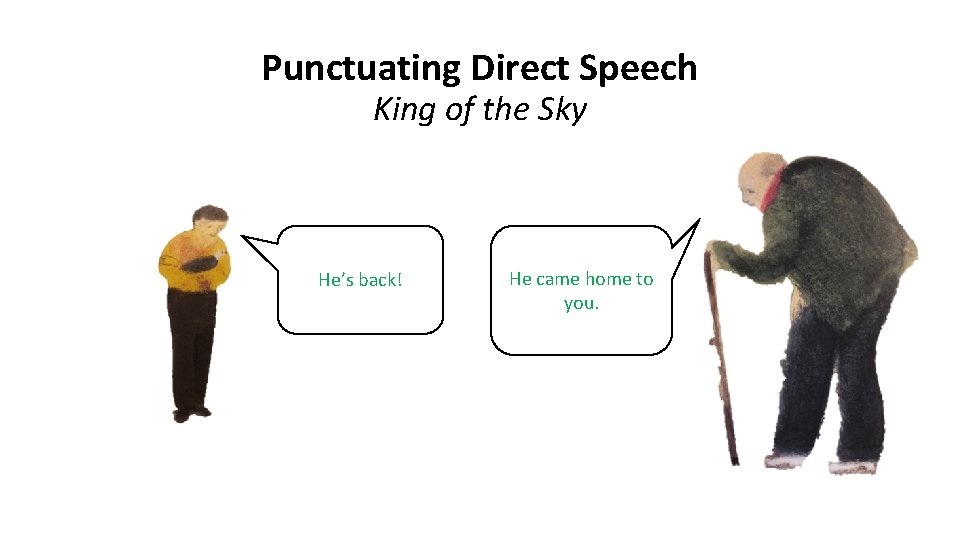 Punctuating Direct Speech King of the Sky He’s back! He came home to you.