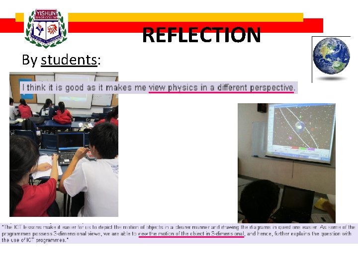 REFLECTION By students: 