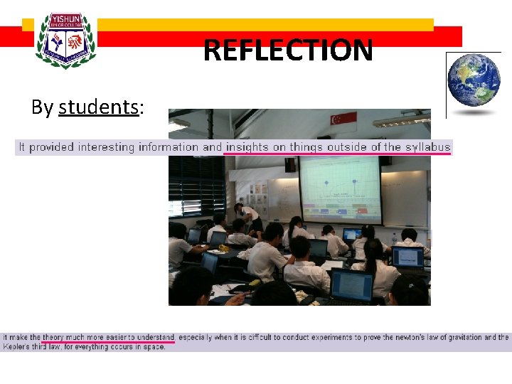 REFLECTION By students: 