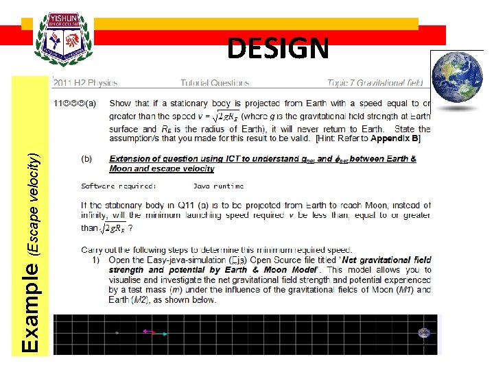 Example (Escape velocity) DESIGN 