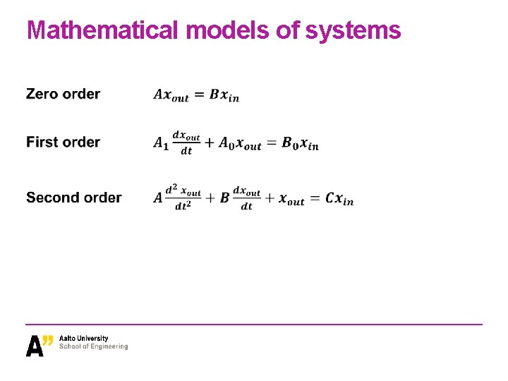 Mathematical models of systems 