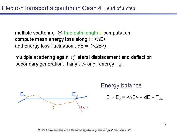 Electron transport algorithm in Geant 4 : end of a step multiple scattering true