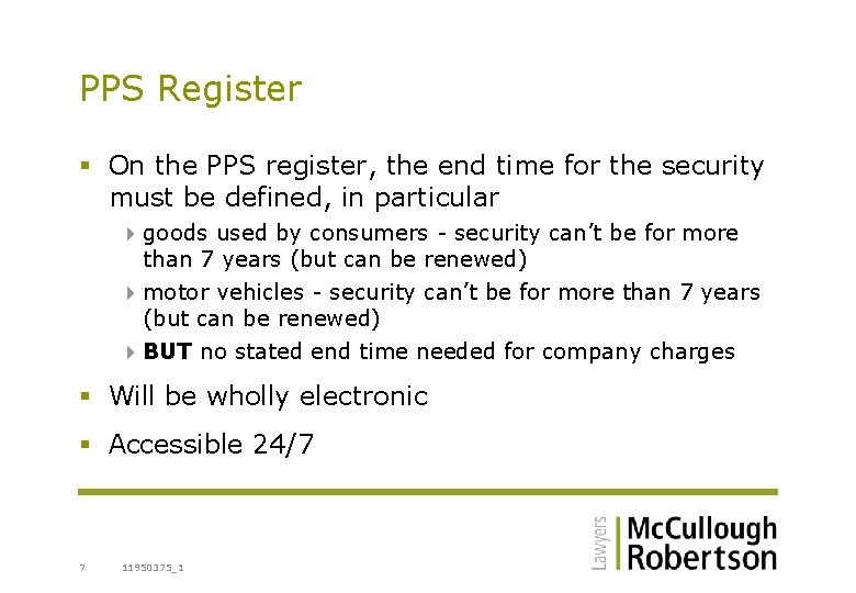 PPS Register § On the PPS register, the end time for the security must